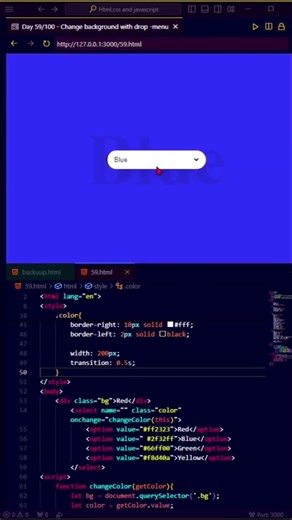 Change Background with drop menu #shorts#viral#css | #shorts #html #css #javascript