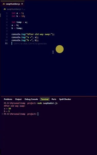 Swap Two Variables in JavaScript Without a Temp!