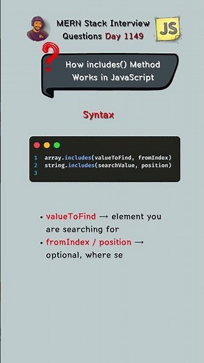How includes() Method Works in JavaScript #shorts