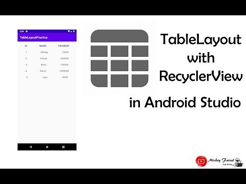 TableLayout with RecyclerView in Android Studio latest