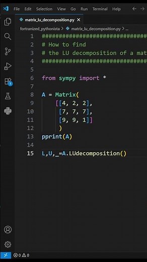 How to find the LU decomposition of a matrix #python