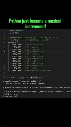 Make Music with Python in Seconds #Python #PythonTips #MusicWithPython #LearnPython #FunPython