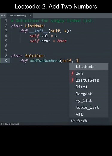 Leetcode 2. Add Two Numbers in Python | Python Leetcode | Python Coding Tutorial | Python Interview