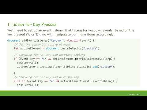 Effortlessly Navigate Menu Elements with JavaScript and Key Presses