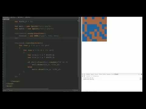 JavaScript HTML Game Development Tutorial 4 / Tile Map Game Engine for RPG or 2D Platformer