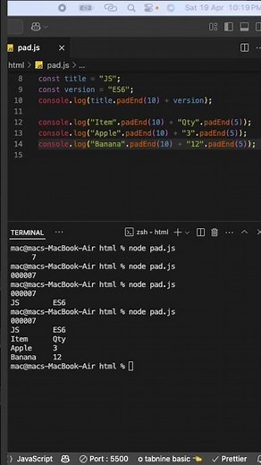 💡 JavaScript padStart() & padEnd() – The Easiest Way to Align Text!