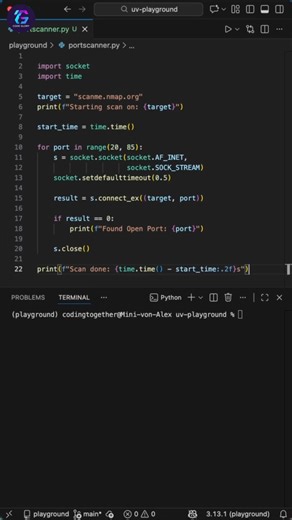 Python Networking Basics:Quick Port Scanner Guide | Build a Port Scanner with Python #python #shorts