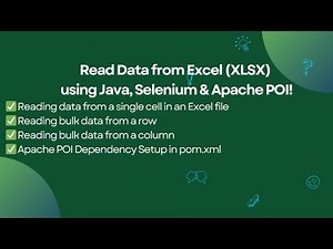 Read Data from Excel (XLSX) in Java Selenium using POI | Read Single and Bulk Data from XLSX