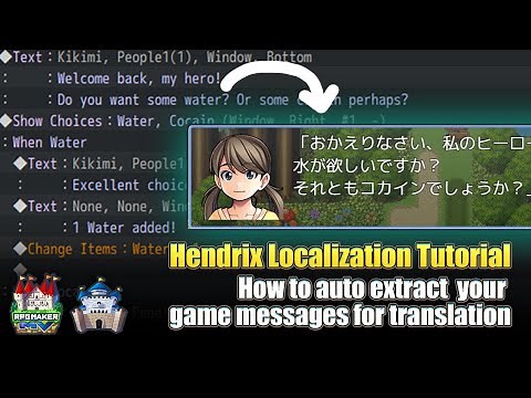 Hendrix Localization RPG Maker MV/MZ plugin - Tutorial 1 - Text extraction and translation