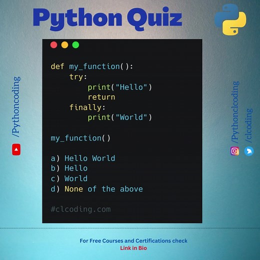 Python Quiz | Day 70 | What is the output of following Python code ? Complete Playlist : https://bit.ly/3GLnZPy | Python Coding
