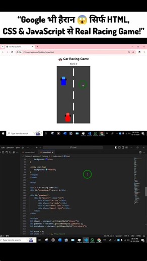 "Even Google is surprised 😱 Real Racing Game with just HTML CSS JavaScript! Check discription 🙏...