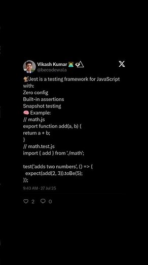 ⚡ Jest Testing Framework in Action | JavaScript Example