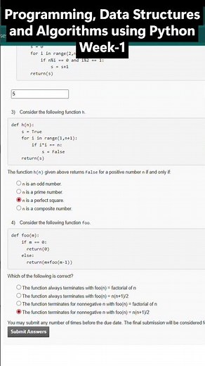 NPTEL Programming, Data Structures & Algorithms using Python Week 1 Answers | July–Dec 2025
