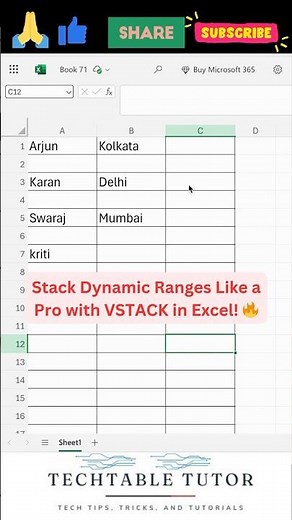 VSTACK in Excel! Stack Dynamic Ranges Like a Pro #excel #excelshorts