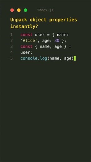 Unpack Objects FAST — Master JS Destructuring! #JavaScript #Coding