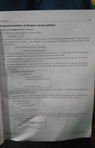 Explain the implementation of Deque using python.a) A stateme... | Filo