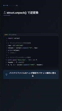 structモジュールでバイナリデータをパック・アンパックする #Python #プログラミング #AI