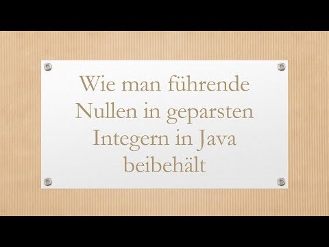 Wie man führende Nullen in geparsten Integern in Java beibehält