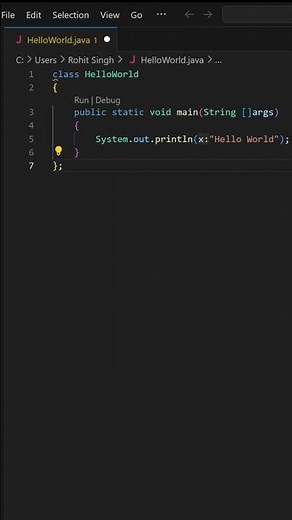 How to Run simple Java Program in VS Code|| Run HelloWorld Java Program in VS Code #shorts #ytshorts