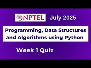 NPTEL Programming, Data Structures and Algorithms using Python Assignment 1 Answers Week 1 July 2025