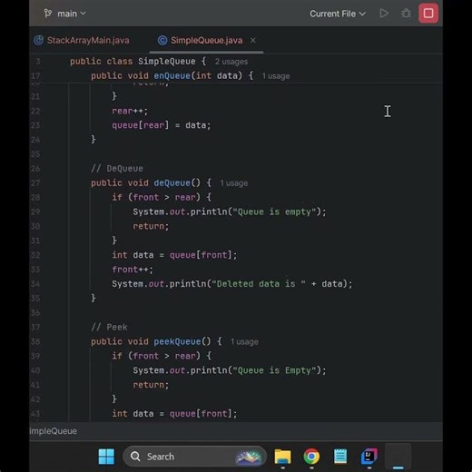 SimpleQueue.java || SimpleQueue Class Explained in 7 Seconds! 🚀