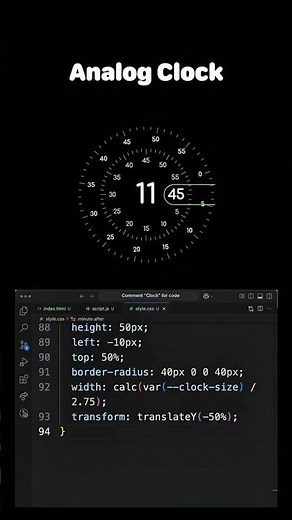 Let’s Code an Analog Clock ⏰ | HTML CSS JavaScript #shorts